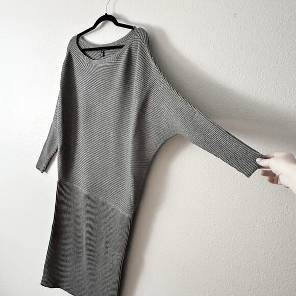 WHBM Off the Shoulder Ribbed Gray Sweater Midi‎ Dress Women's Size XL NEW - Picture 9 of 12